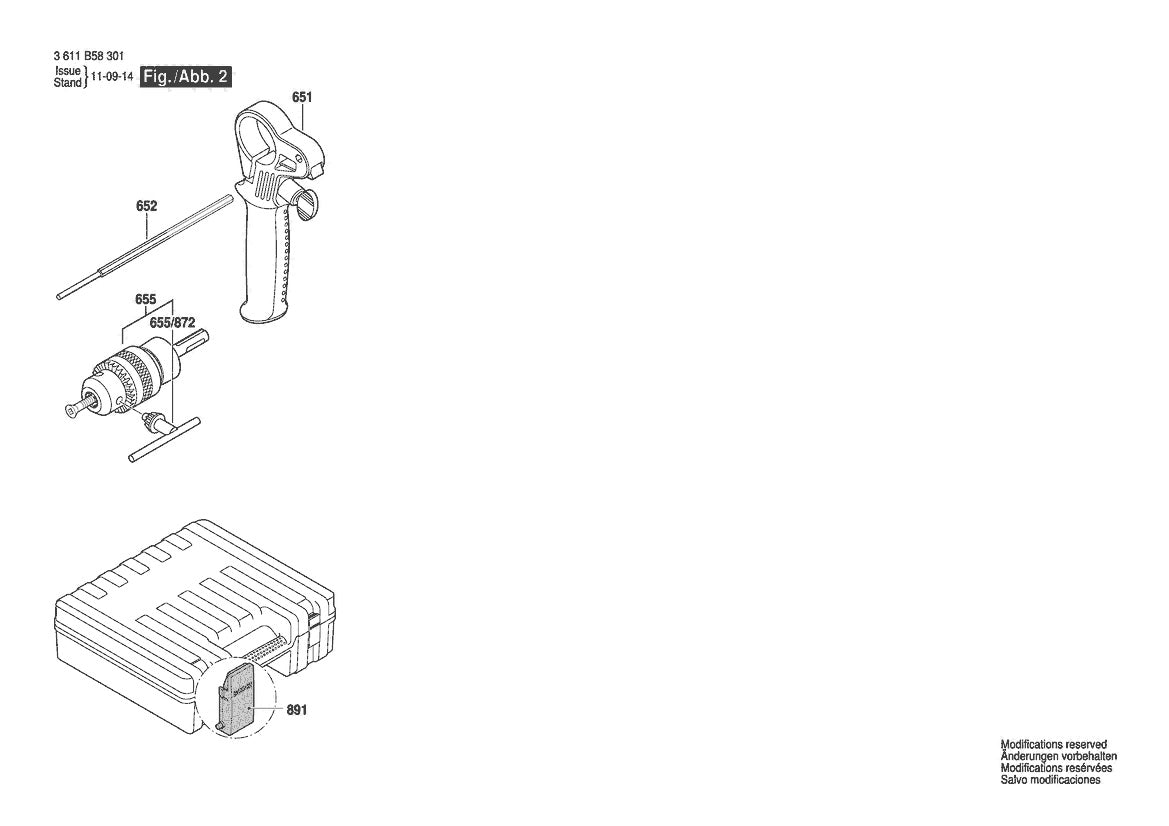 Vue éclatée Bosch GBH 2-18 RE 3 611 B58 301 - page 2