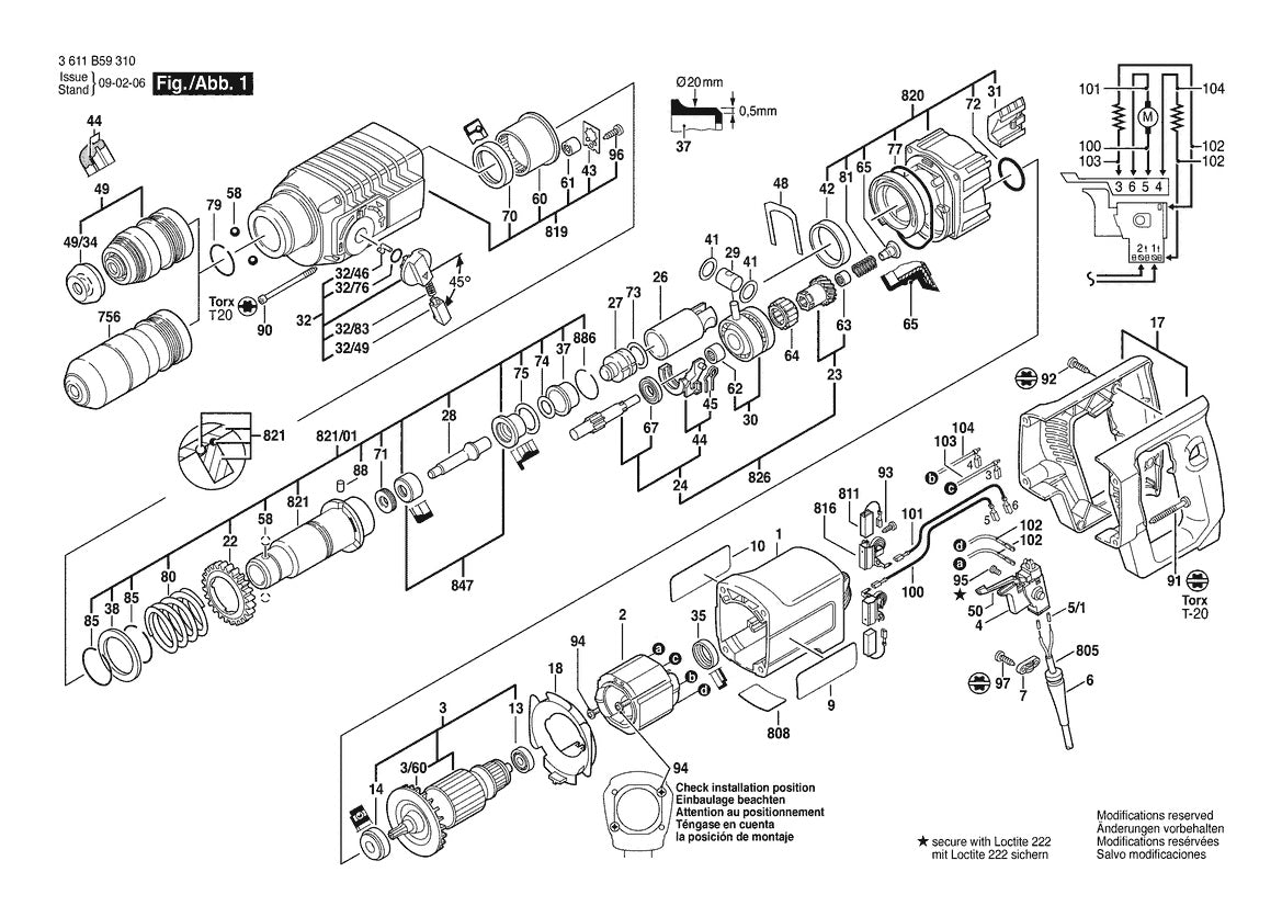 Vue éclatée Bosch 11224VSRC 3 611 B59 310 - page 1