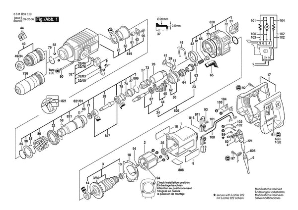 Vue éclatée Bosch 11224VSRC 3 611 B59 310 - page 1