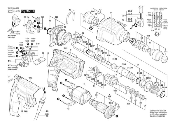 Vue éclatée Bosch GBH 2-20 D 3 611 B5A 400 - page 1