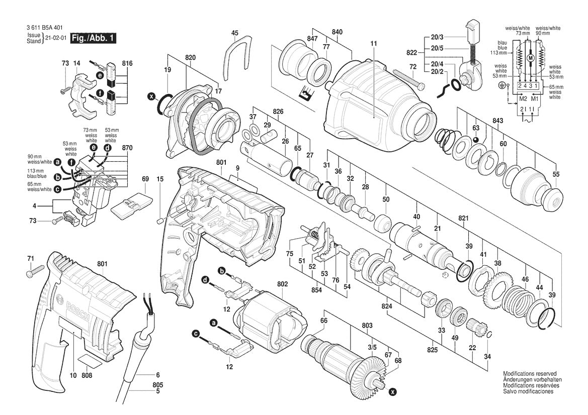 Vue éclatée Bosch GBH 2000 3 611 B5A 405 - page 1