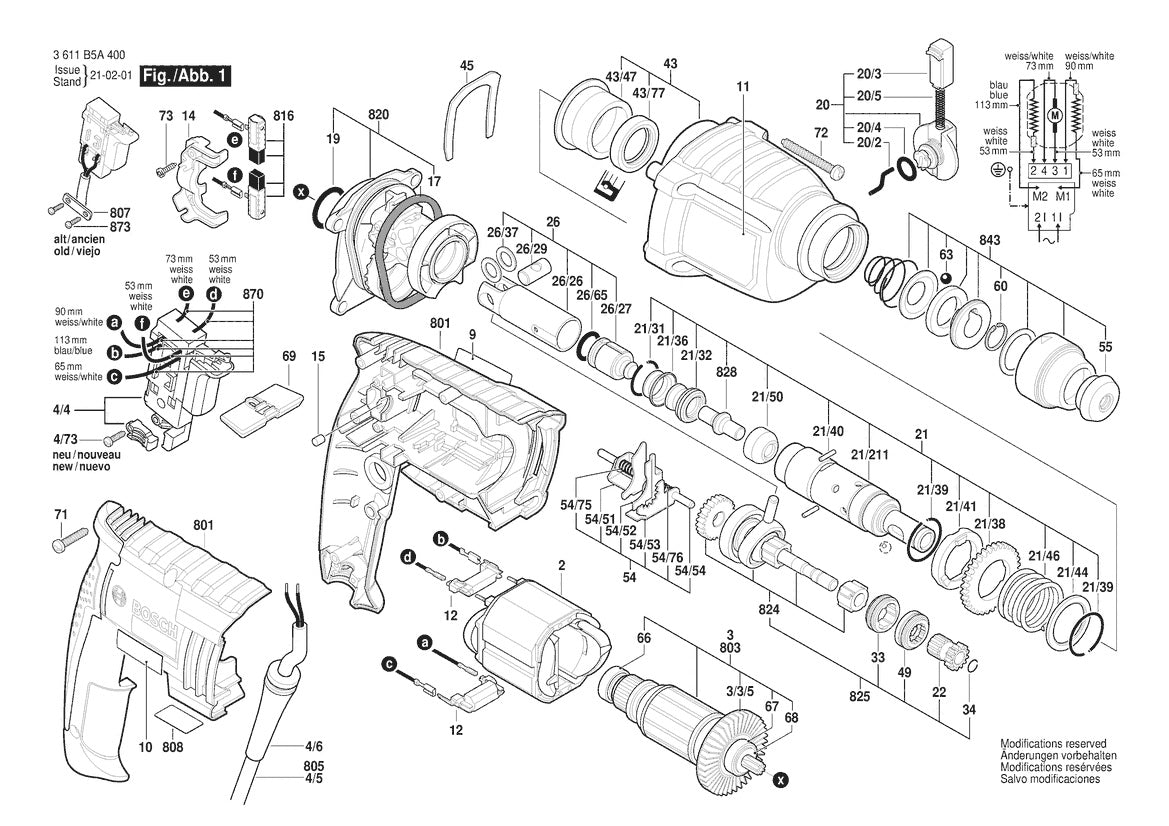 Vue éclatée Bosch GBH 2-20 D 3 611 B5A 406 - page 1