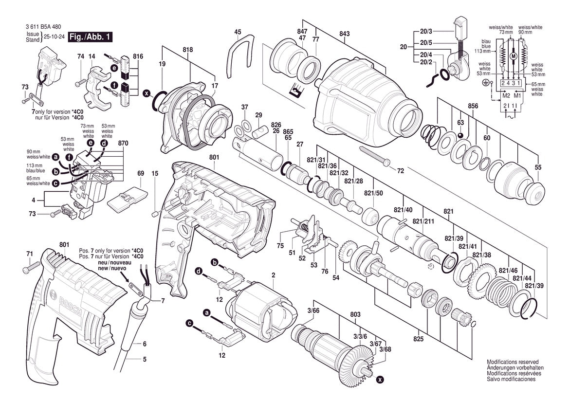 Vue éclatée Bosch GBH 2-20 DRE 3 611 B5A 480 - page 1