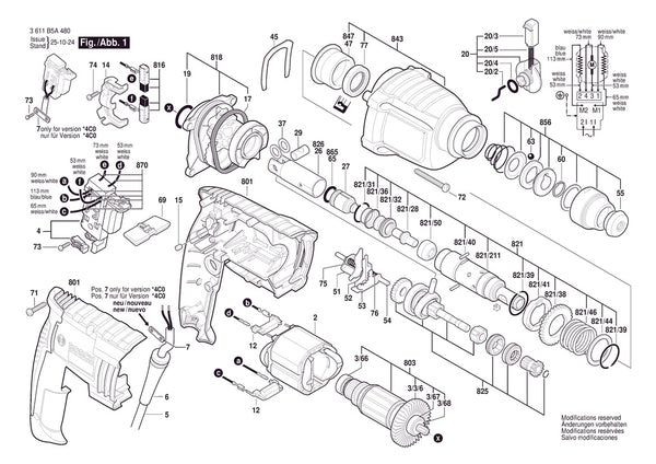 Vue éclatée Bosch GBH 2-20 DRE 3 611 B5A 480 - page 1