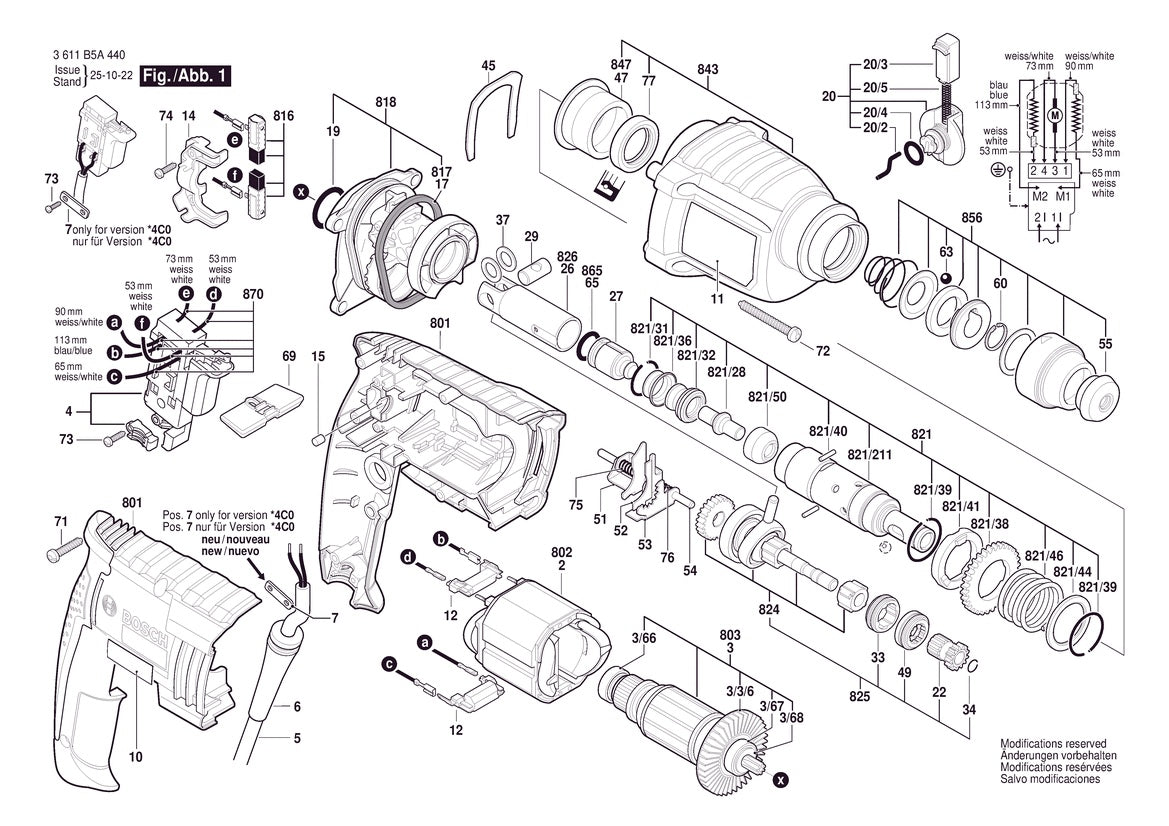 Vue éclatée Bosch GBH 2-20 DRE 3 611 B5A 4K0 - page 1