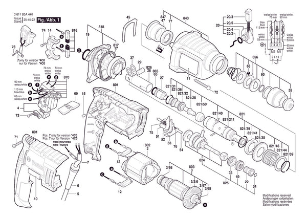 Vue éclatée Bosch GBH 2-20 DRE 3 611 B5A 4K0 - page 1