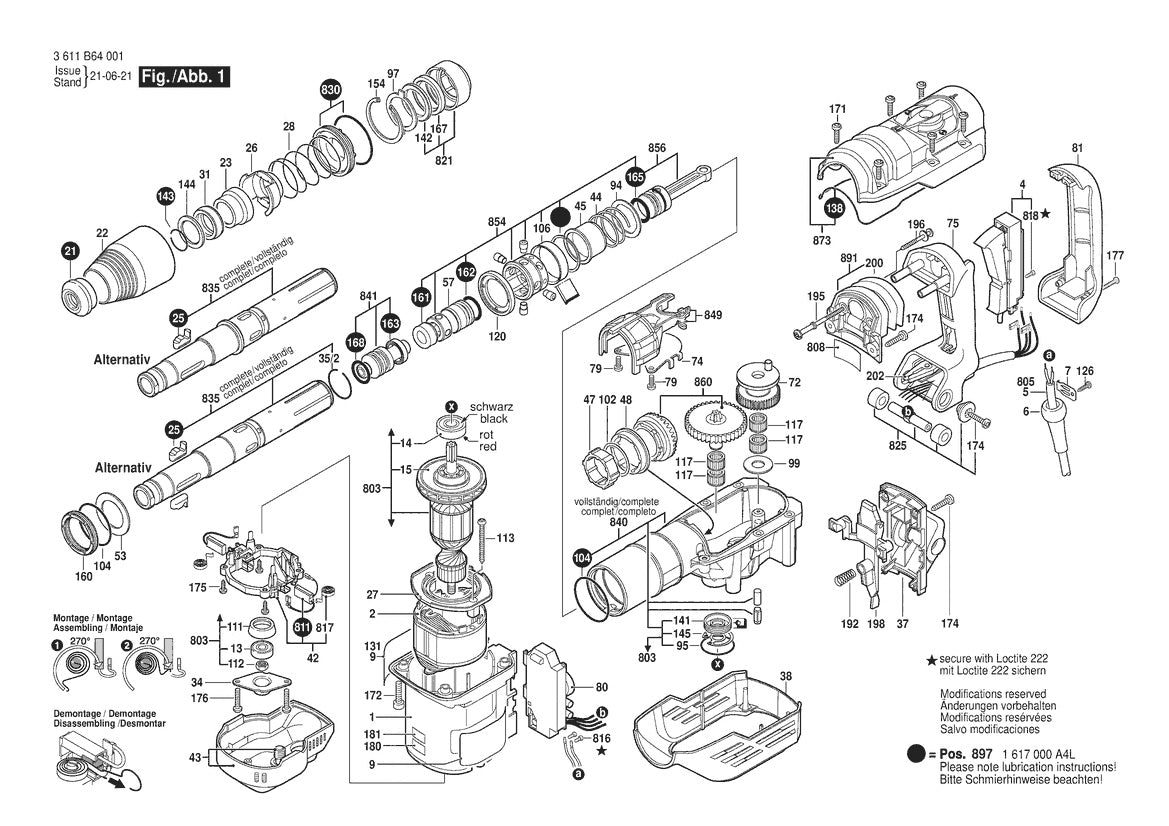 Vue éclatée Bosch GBH 5-40 DCE 3 611 B64 001 - page 1