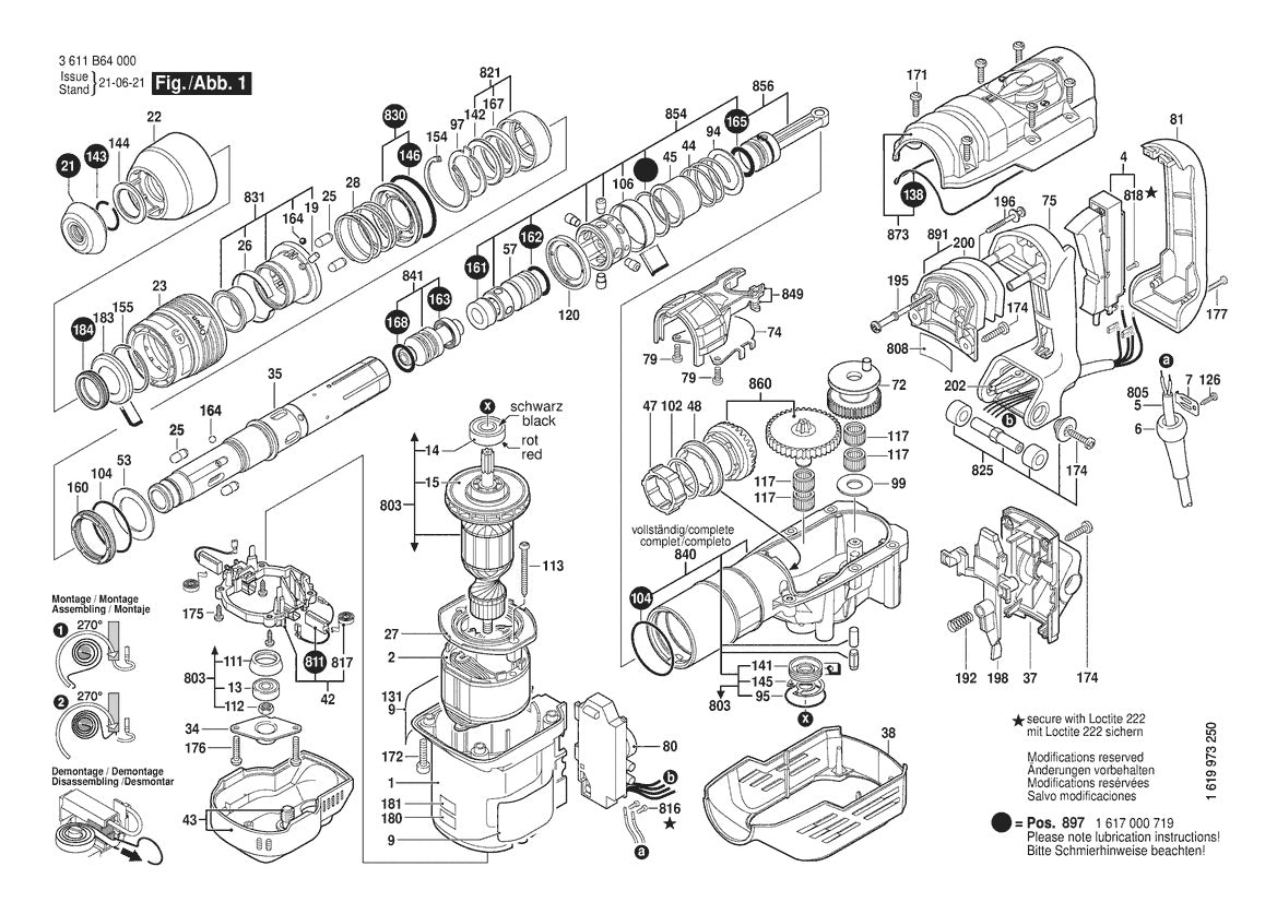 Vue éclatée Bosch GBH 5-40 DCE 3 611 B64 030 - page 1