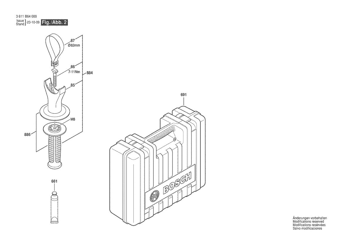 Vue éclatée Bosch GBH 5-40 DCE 3 611 B64 030 - page 2
