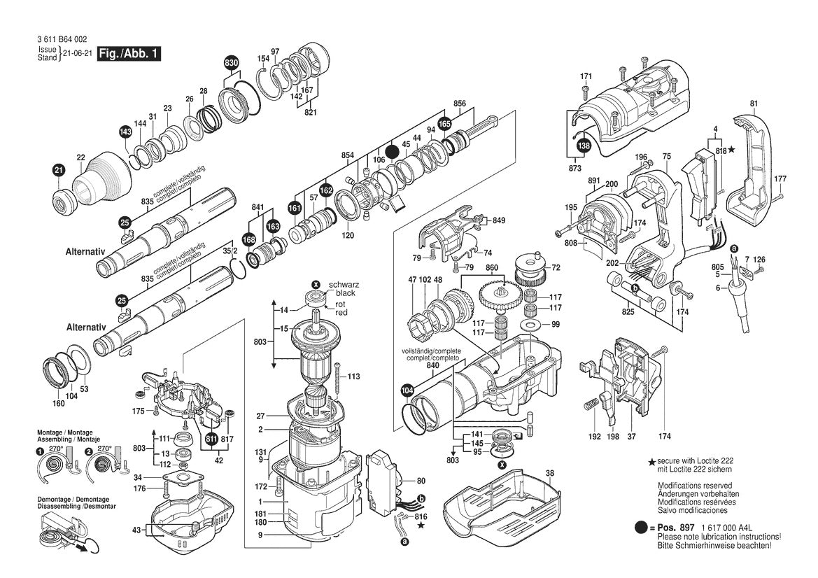 Vue éclatée Bosch GBH 5-40 DCE 3 611 B64 032 - page 1