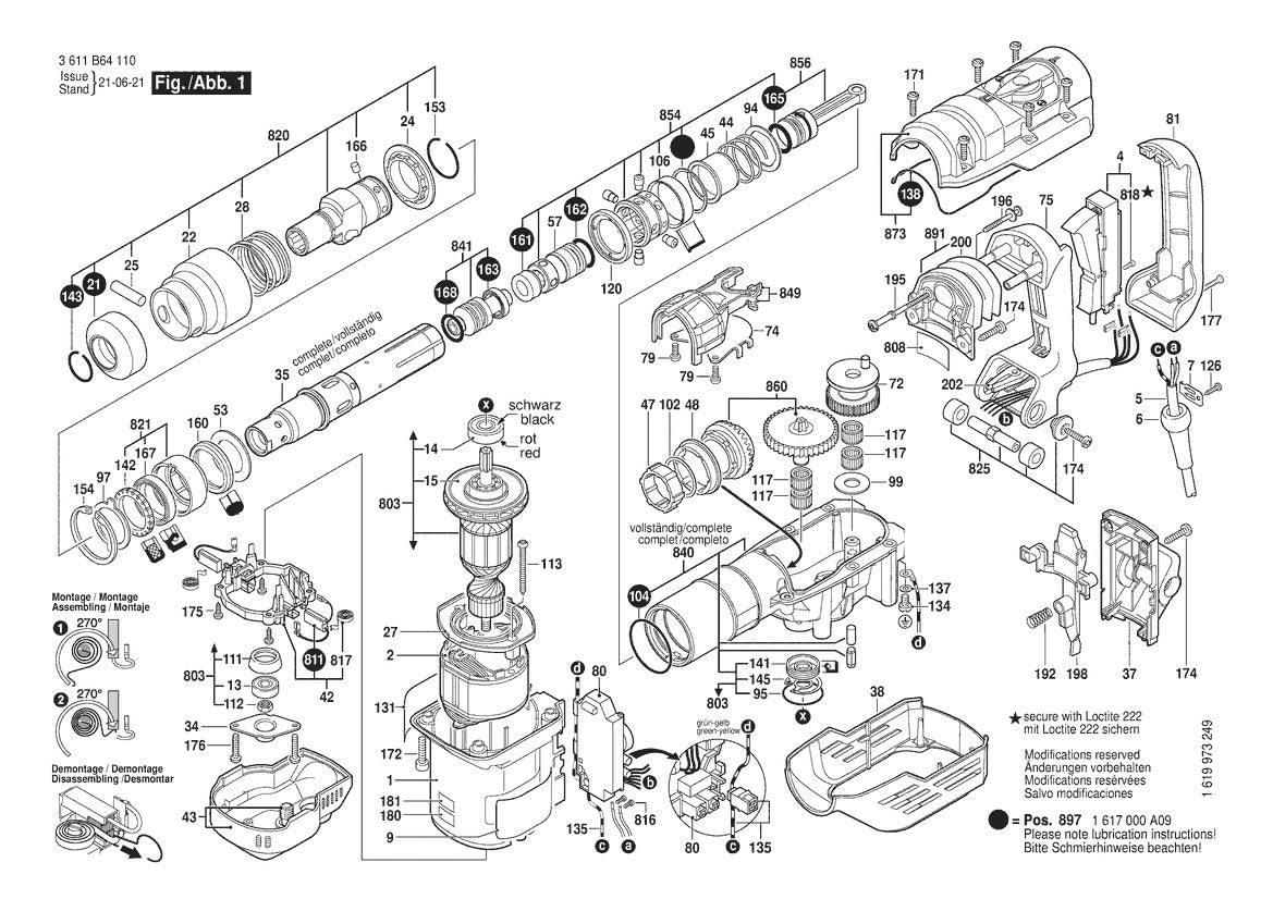 Vue éclatée Bosch 11265EVS 3 611 B64 113 - page 1
