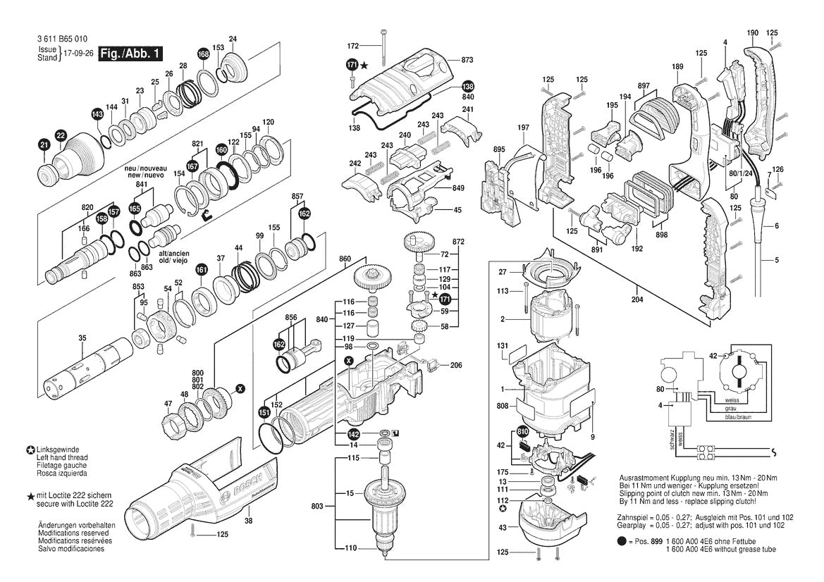 Vue éclatée Bosch RH850VC 3 611 B65 010 - page 1