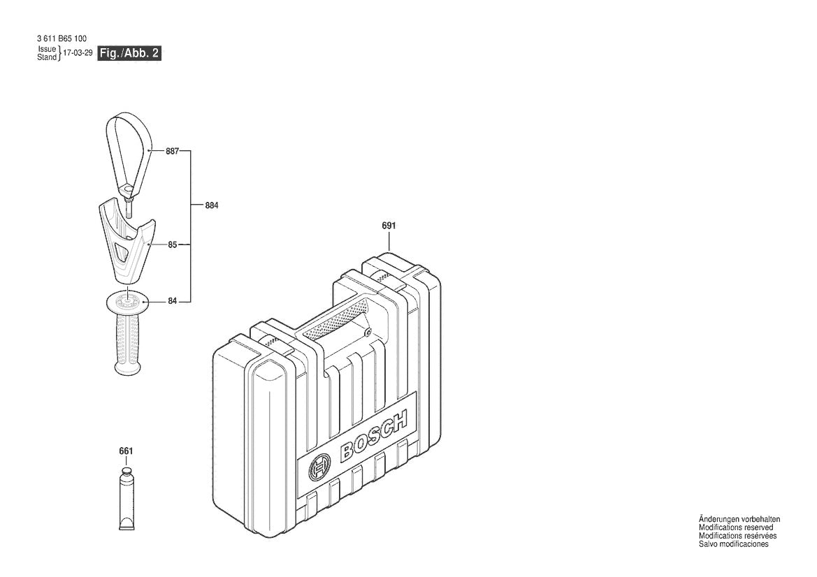 Vue éclatée Bosch GBH 8 D 3 611 B65 100 - page 2