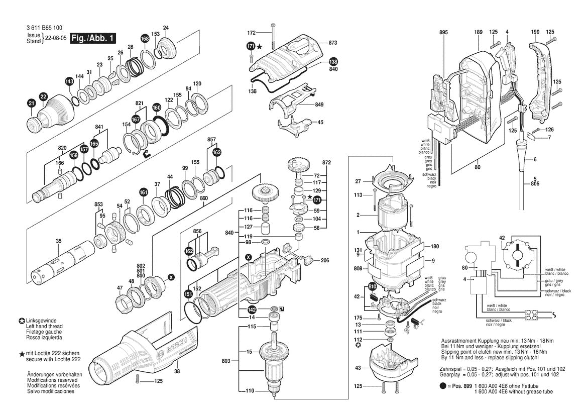 Vue éclatée Bosch GBH 8 D 3 611 B65 130 - page 1