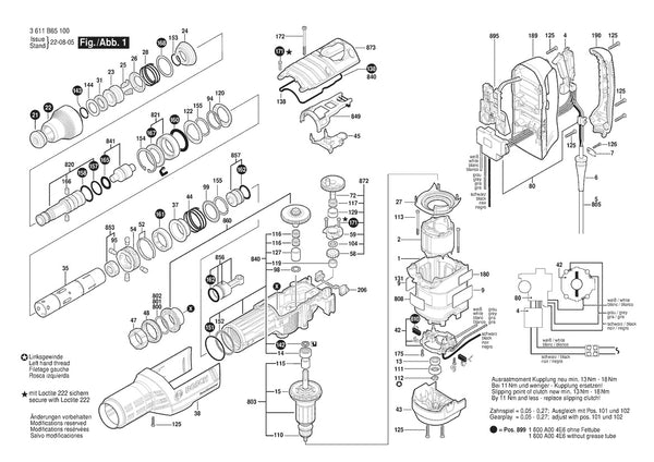 Vue éclatée Bosch GBH 8 D 3 611 B65 130 - page 1