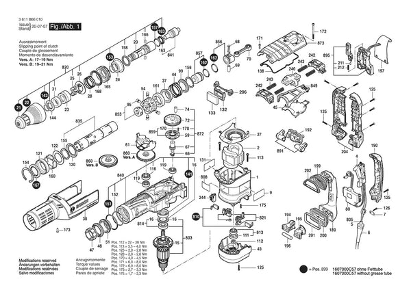 Vue éclatée Bosch RH1255VC 3 611 B66 010 - page 1