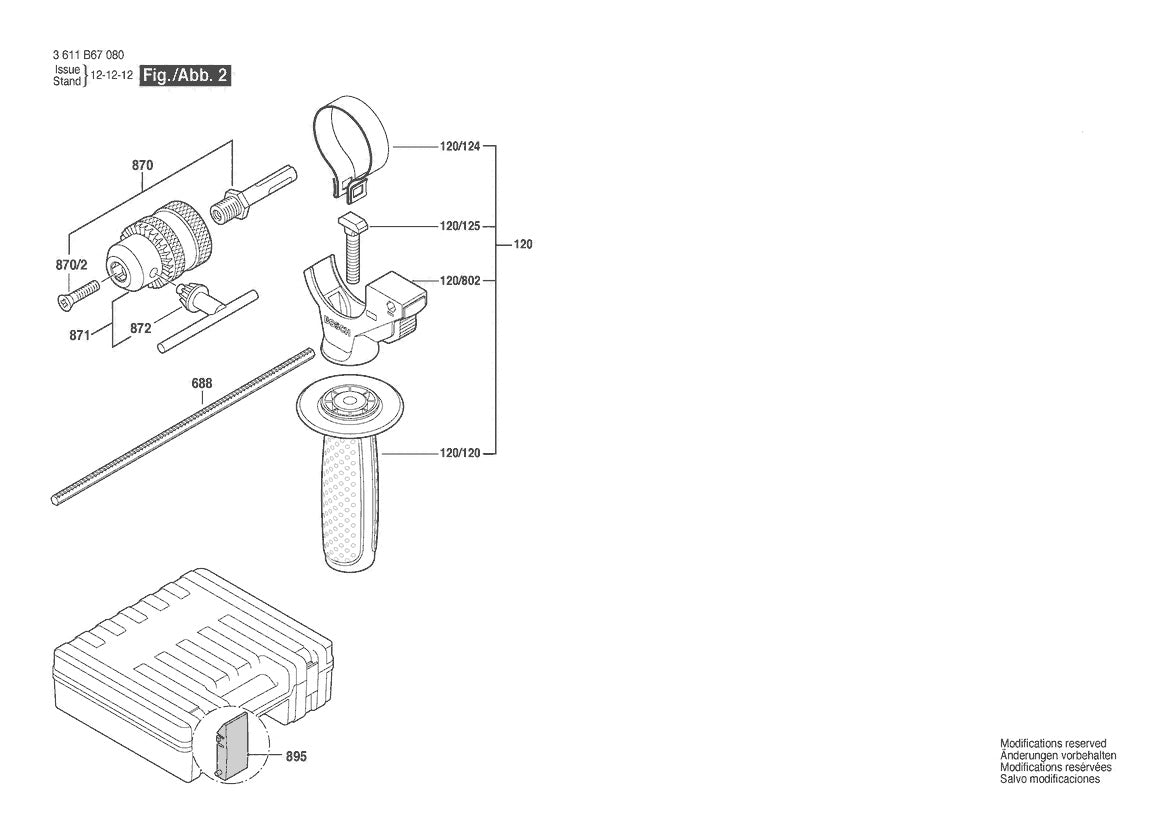 Vue éclatée Bosch GBH 2-28 D 3 611 B67 080 - page 2