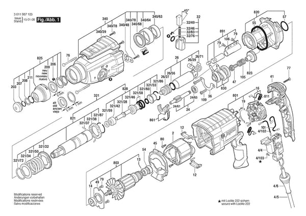 Vue éclatée Bosch GBH 2-28 DV 3 611 B67 103 - page 1