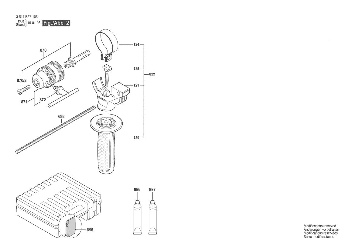 Vue éclatée Bosch GBH 2-28 DV 3 611 B67 103 - page 2