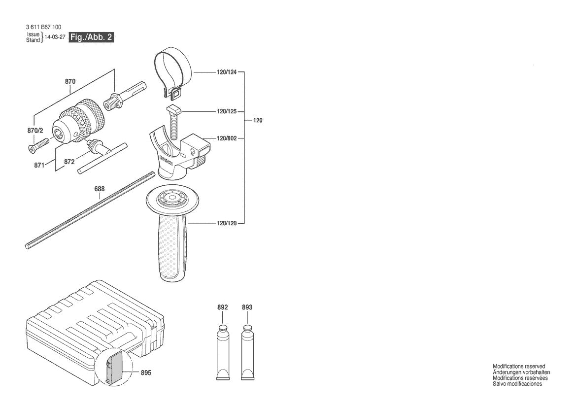 Vue éclatée Bosch GBH 2-28 DV 3 611 B67 190 - page 2
