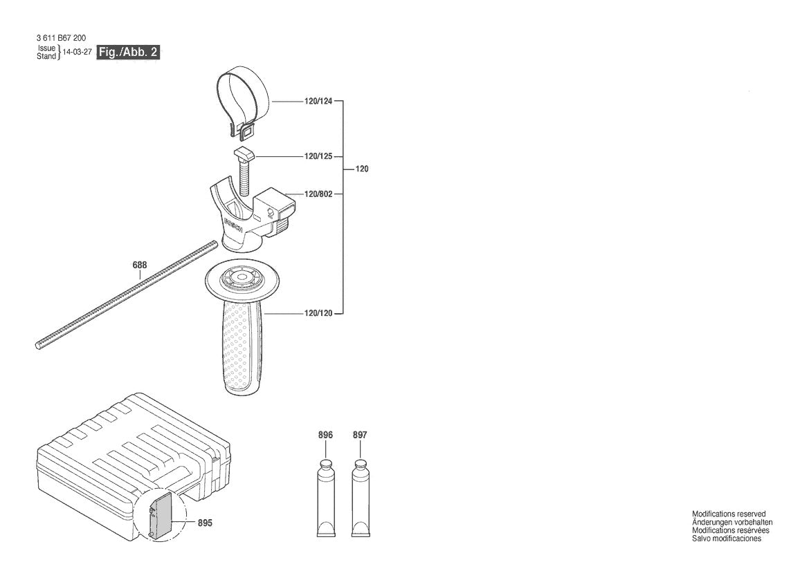 Vue éclatée Bosch GBH 2-28 DFV 3 611 B67 2B0 - page 2
