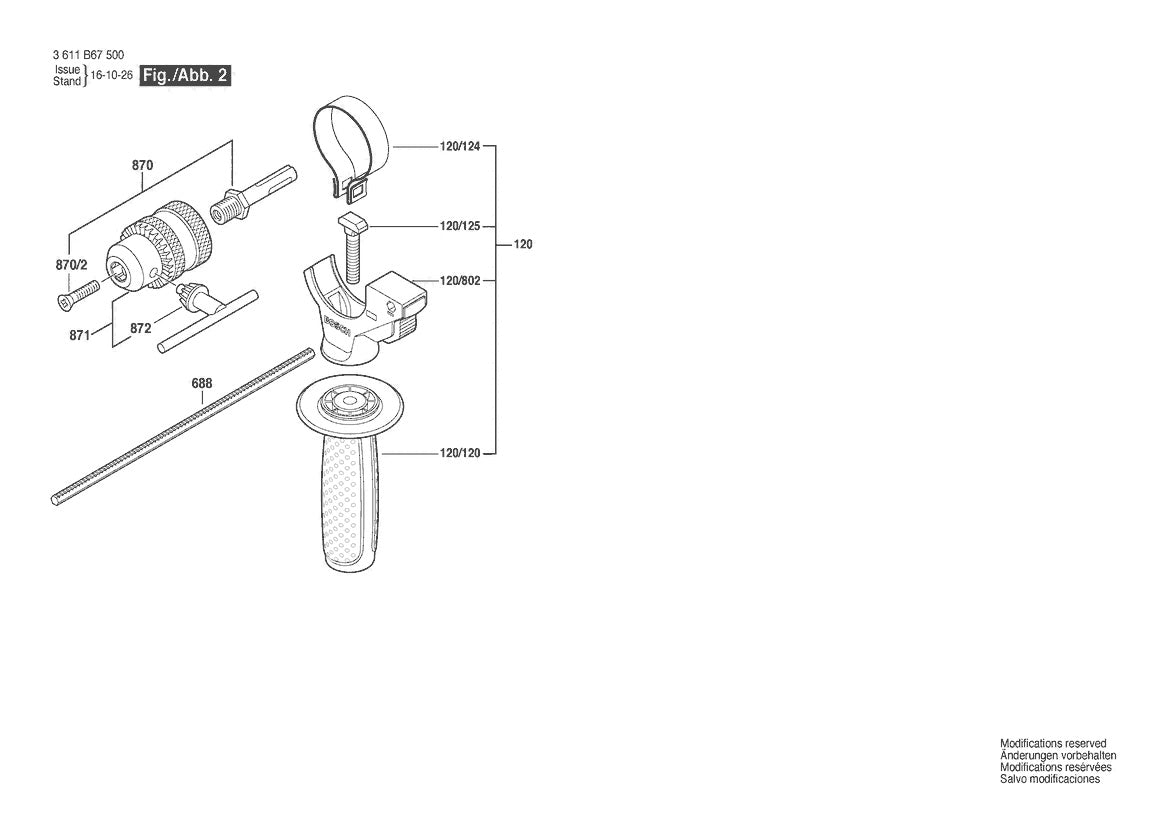 Vue éclatée Bosch GBH 2-28 3 611 B67 5P0 - page 2