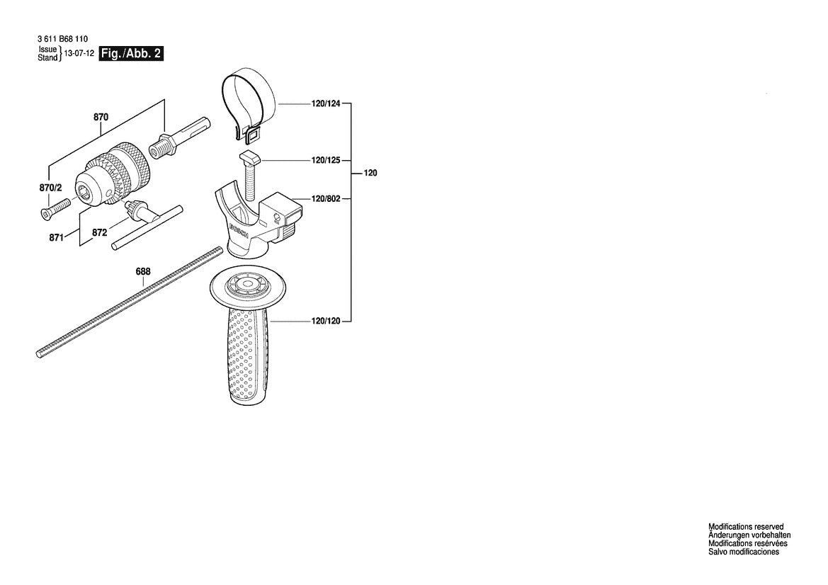 Vue éclatée Bosch RH228VC 3 611 B68 110 - page 2
