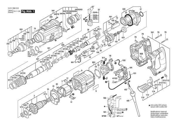 Vue éclatée Bosch GBH2-28 L 3 611 B68 513 - page 1