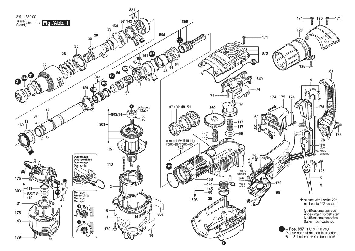 Vue éclatée Bosch GBH 5-40 D 3 611 B69 001 - page 1