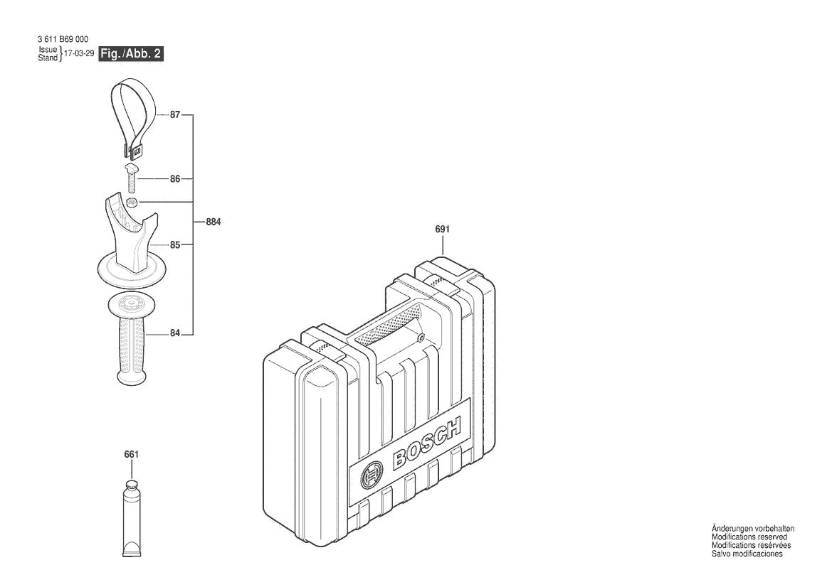 Vue éclatée Bosch GBH 5-40 D 3 611 B69 020 - page 2