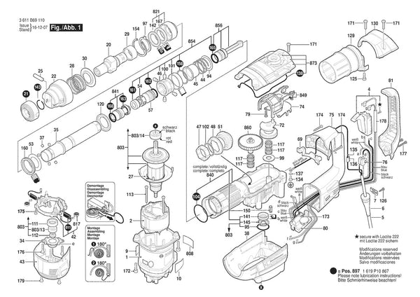 Vue éclatée Bosch RH540S 3 611 B69 110 - page 1