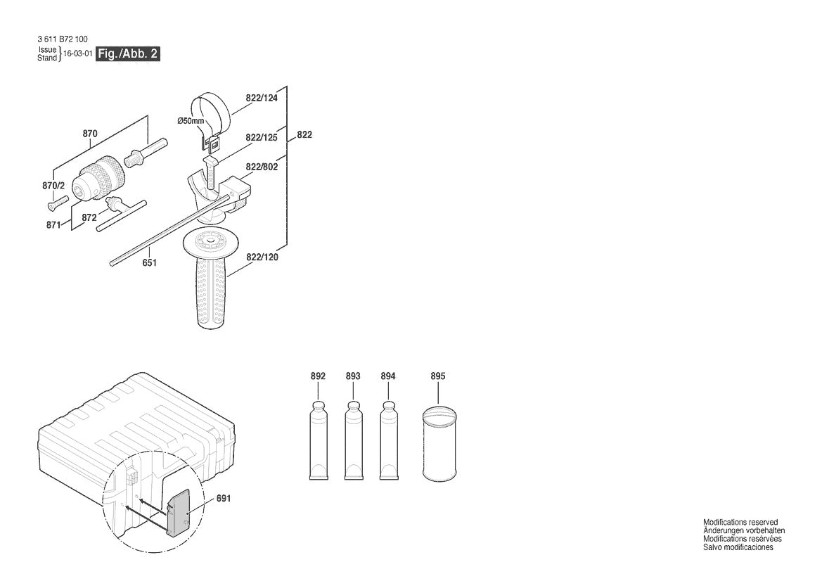 Vue éclatée Bosch GBH 2-24 DRE 3 611 B72 100 - page 2