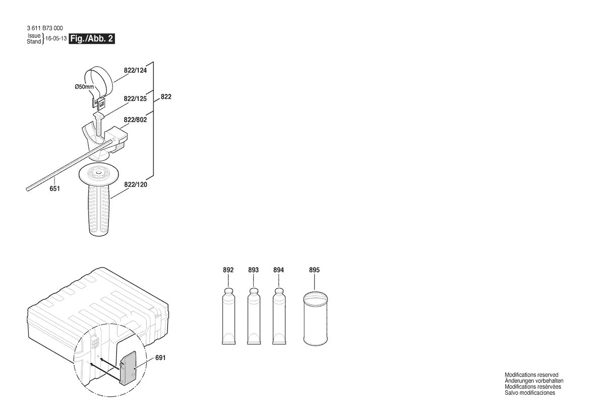 Vue éclatée Bosch GBH 2-24 DFR 3 611 B73 030 - page 2