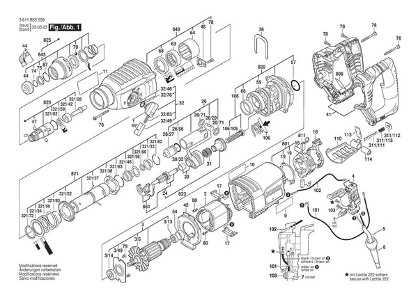 Vue éclatée Bosch GBH 2-26 L 3 611 B76 0G0 - page 1