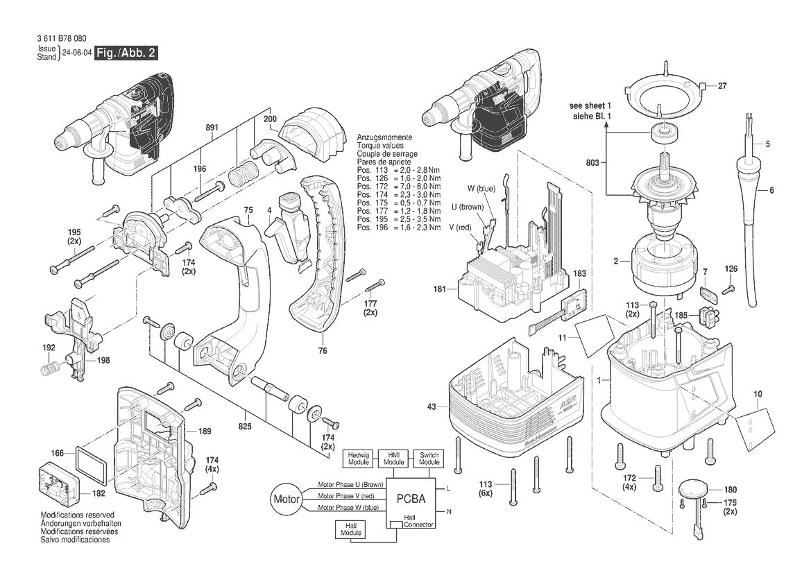 Vue éclatée Bosch GBH 6-42 C 3 611 B78 020 - page 2