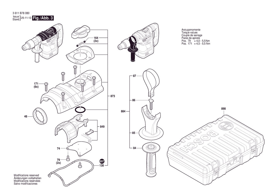 Vue éclatée Bosch GBH 6-42 C 3 611 B78 030 - page 3