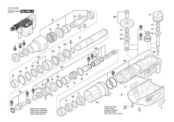 Vue éclatée Bosch GBH 6-42 C 3 611 B78 0F0 - page 1