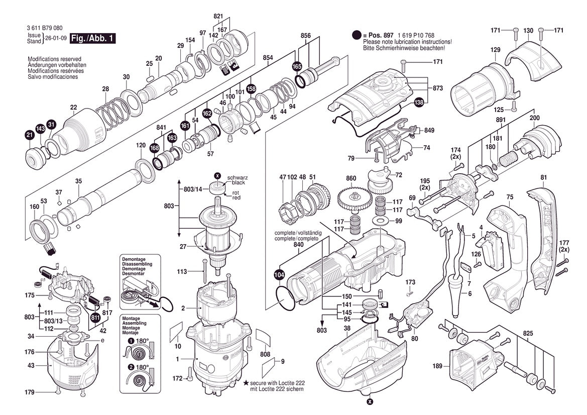Vue éclatée Bosch GBH5-40V 3 611 B79 020 - page 1