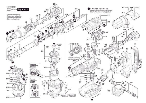 Vue éclatée Bosch GBH5-40V 3 611 B79 020 - page 1