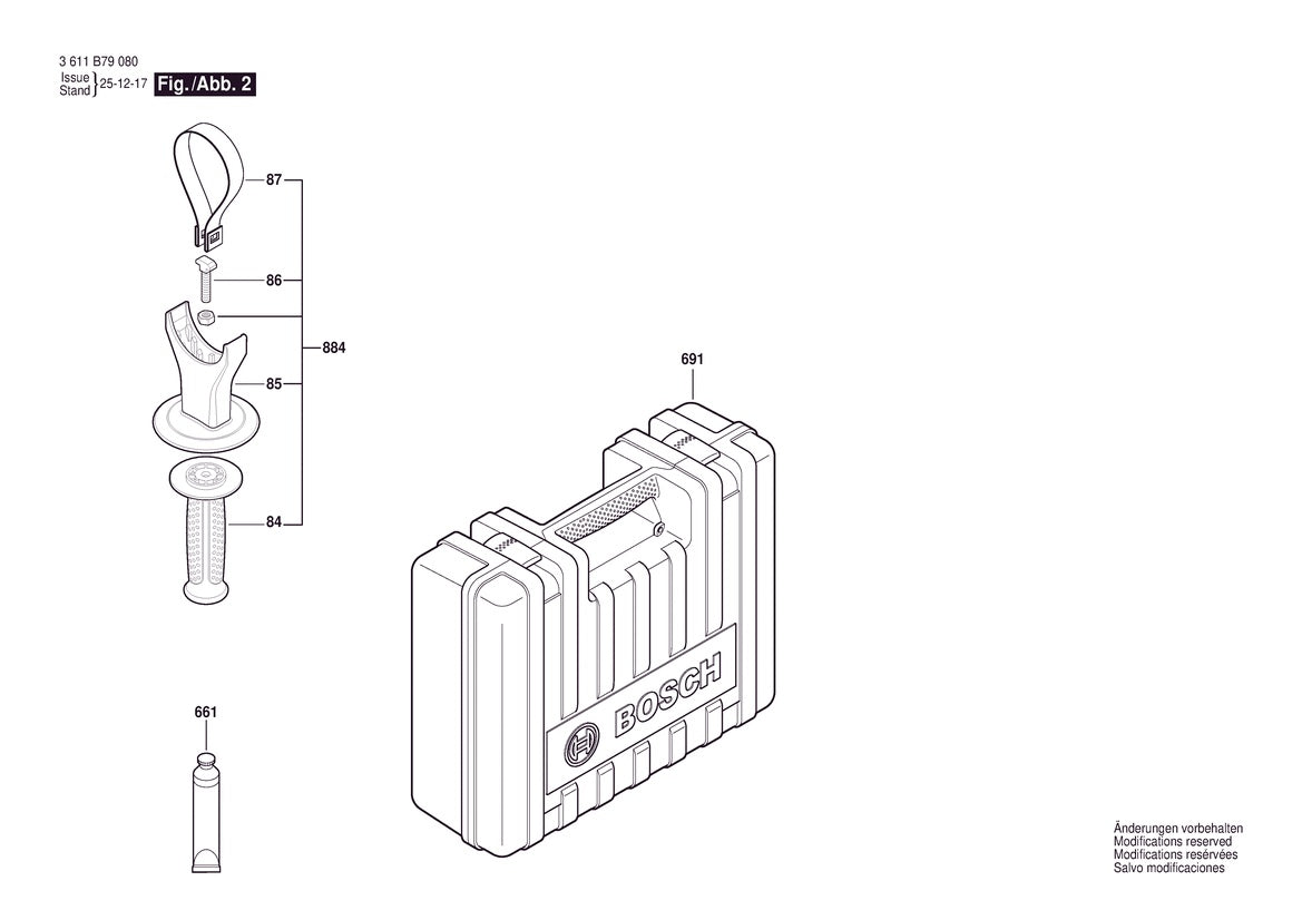 Vue éclatée Bosch GBH5-40V 3 611 B79 020 - page 2