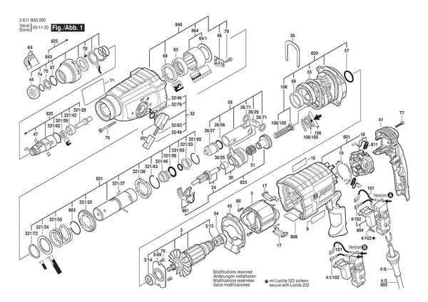 Vue éclatée Bosch GBH 2-24D 3 611 BA0 000 - page 1