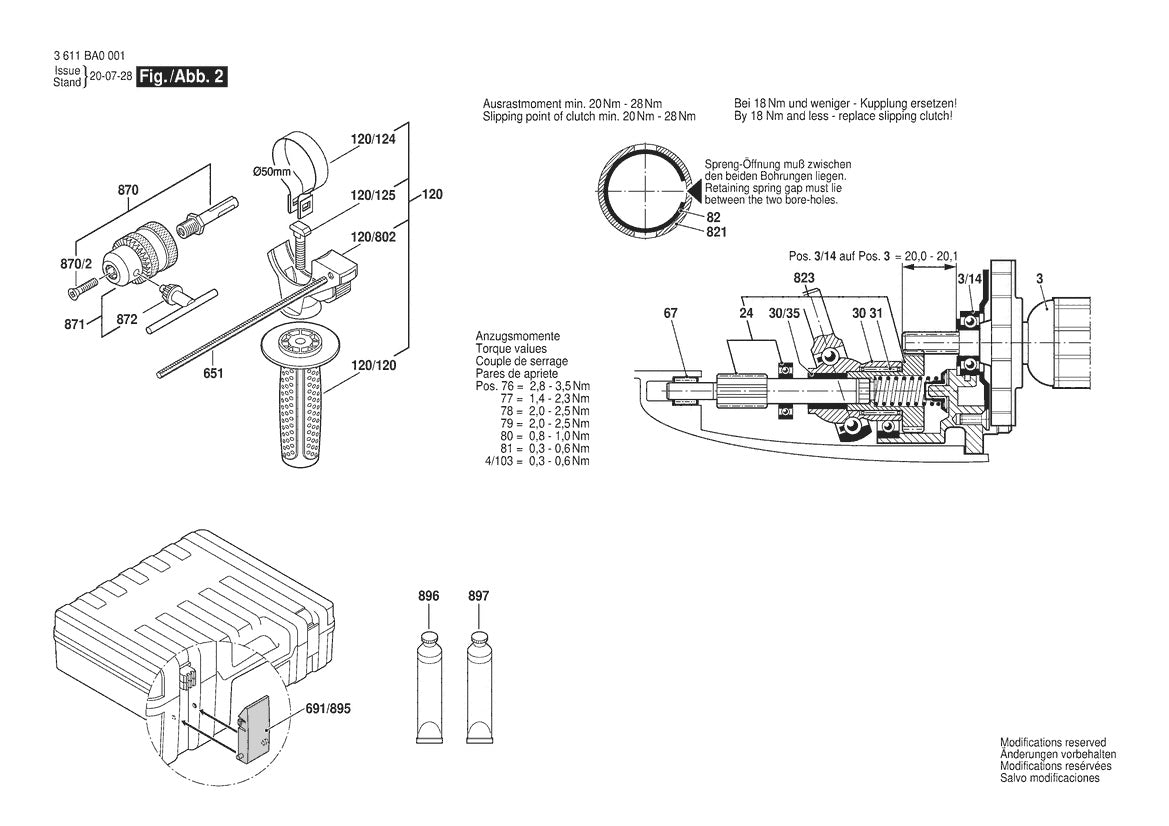 Vue éclatée Bosch GBH 2-24 D 3 611 BA0 001 - page 2