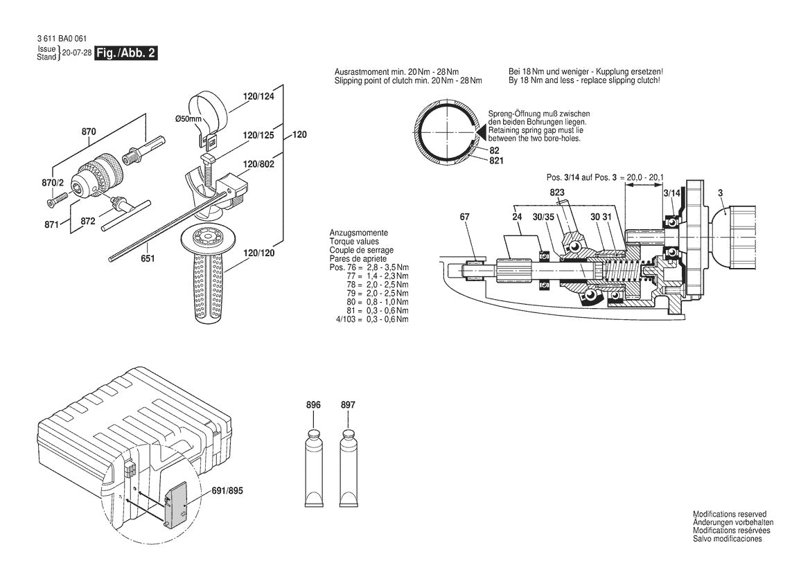 Vue éclatée Bosch GBH 2-24D 3 611 BA0 091 - page 2