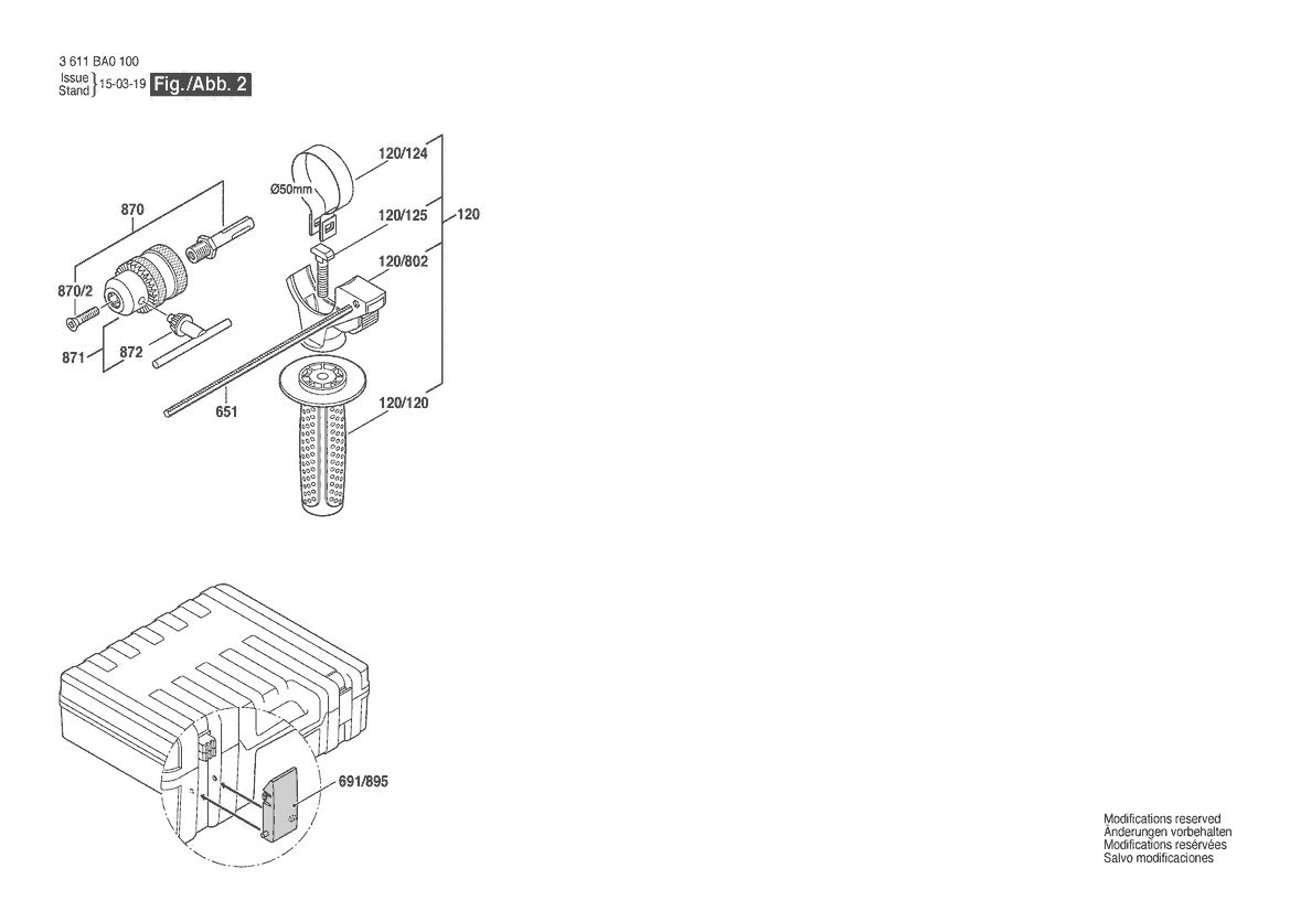 Vue éclatée Bosch GBH 2-24DF 3 611 BA0 100 - page 2