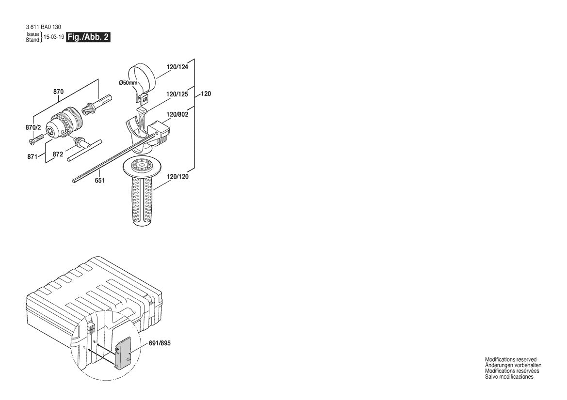 Vue éclatée Bosch GBH 2-24 DV 3 611 BA0 1D0 - page 2