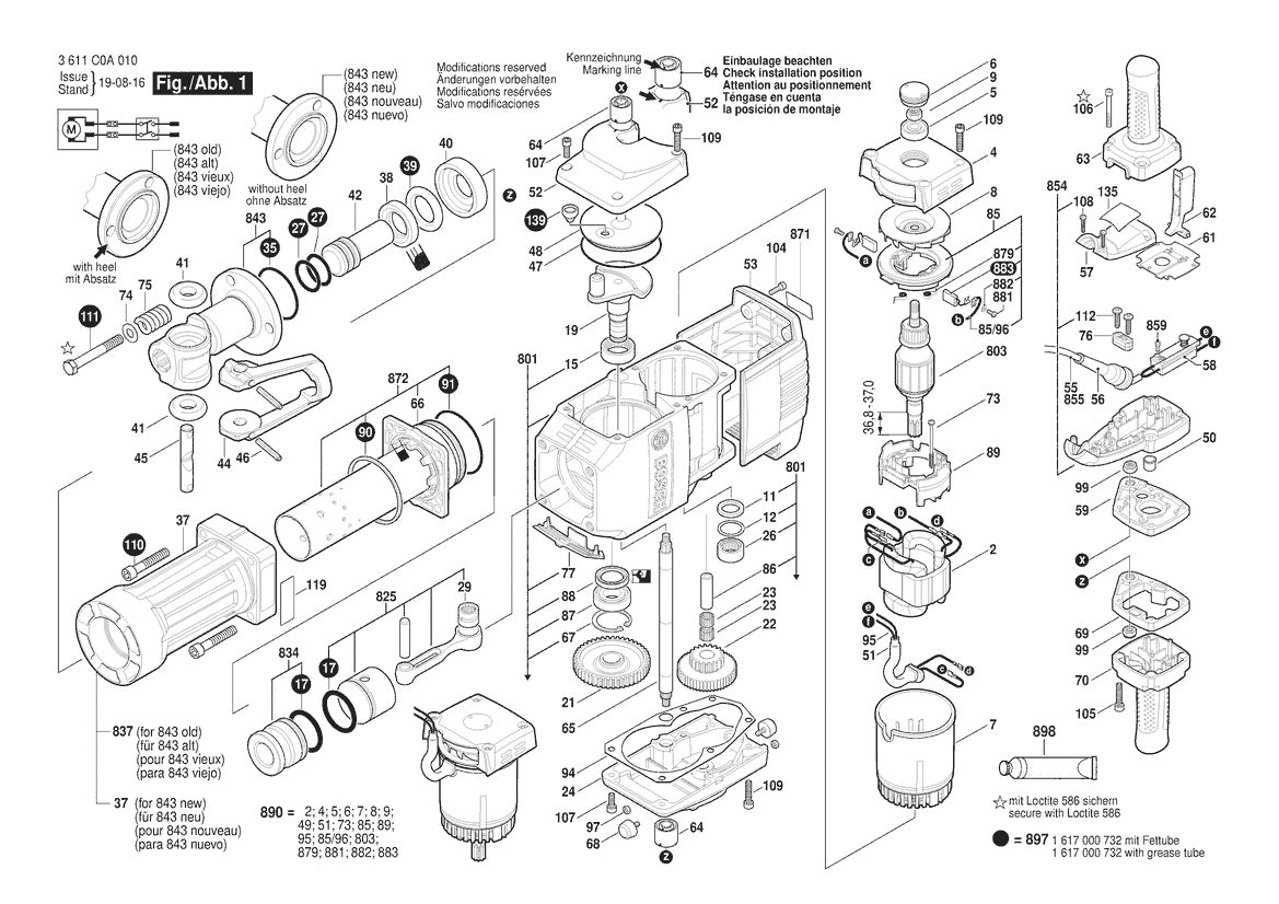 Vue éclatée Bosch BH2760VCK 3 611 C0A 010 - page 1