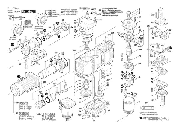 Vue éclatée Bosch BH 2770 VCD 3 611 C0A 011 - page 1