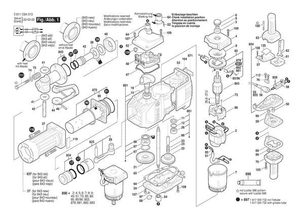 Vue éclatée Bosch BH 2760 VC 3 611 C0A 013 - page 1