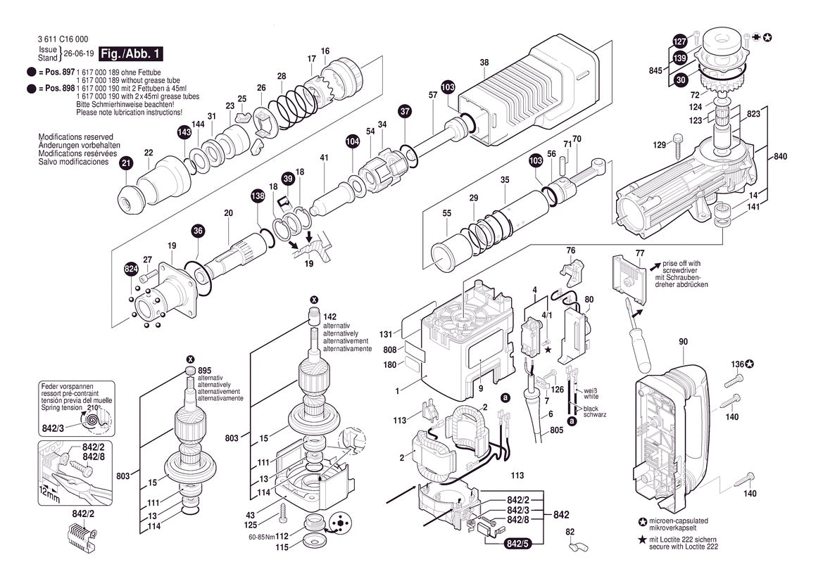 Vue éclatée Bosch GSH11EV 3 611 C16 060 - page 1