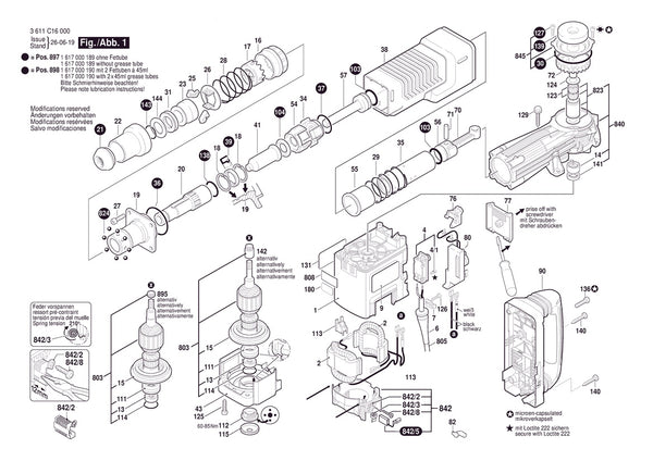 Vue éclatée Bosch GSH11EV 3 611 C16 060 - page 1